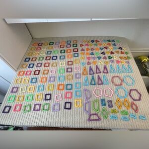 Large Set w/ Carrying Case Colorful Geometric Magnetic Tiles - Building - Toys